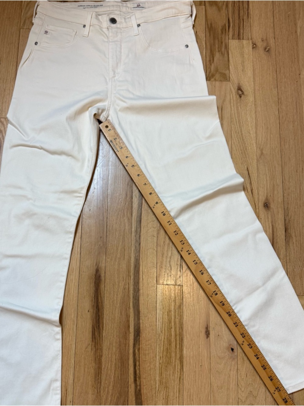 Ag Adriano Goldschmied White Farrah Ankle Seamless Skinny Jeans Ivory - Picture 12 of 12